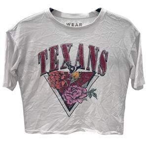 NFL WEAR By Erin Andrews Women's SM Houston Texans Floral Logo Graphic Crop Top